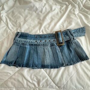 denim y2k pleaded mini skirt